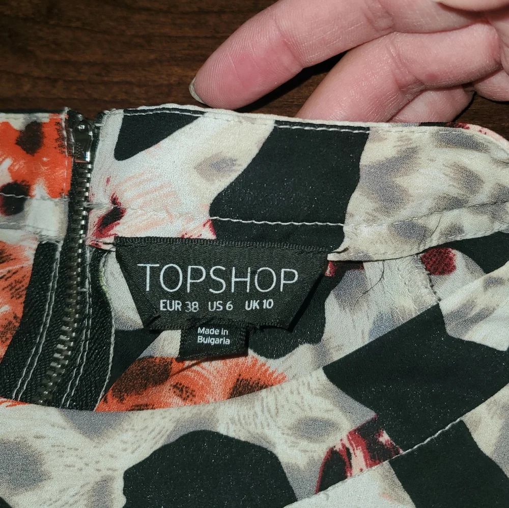 Topshop Multicolor Leopard Print Short-Sleeve Tunic Dress Size 6 - Picture 7 of 11